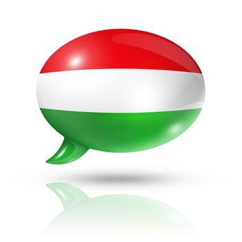 three dimensional Hungary flag in a speech bubble isolated on white with clipping path