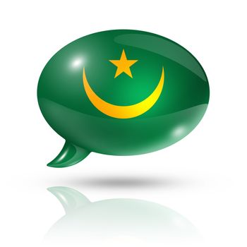three dimensional Mauritania flag in a speech bubble isolated on white with clipping path