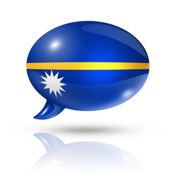 three dimensional Nauru flag in a speech bubble isolated on white with clipping path