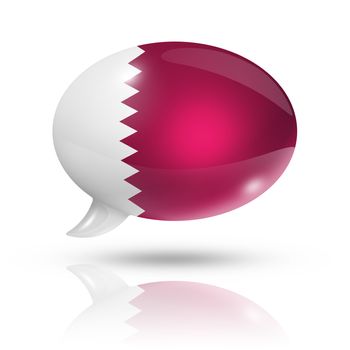 three dimensional Qatar flag in a speech bubble isolated on white with clipping path