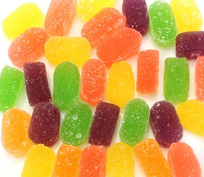  Some  colorful soft jelly candies close up