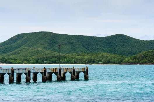 Green island road concrete and sea nature landscape in Thailand