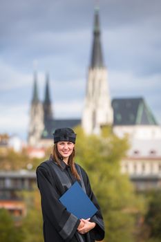 Pretty, young woman on her graduation day