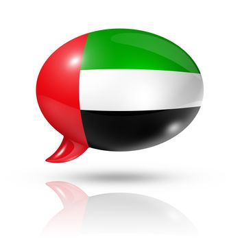 three dimensional United Arab Emirates flag in a speech bubble isolated on white with clipping path