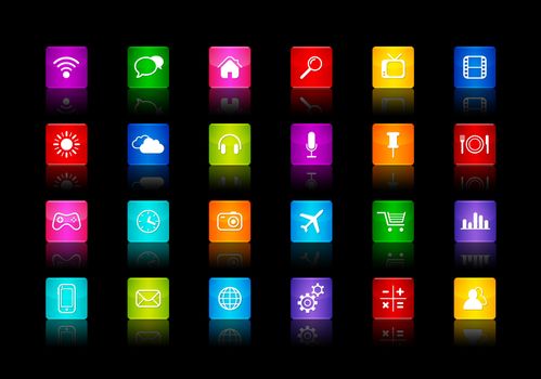 Desktop Icons collection. Isolated on a black background