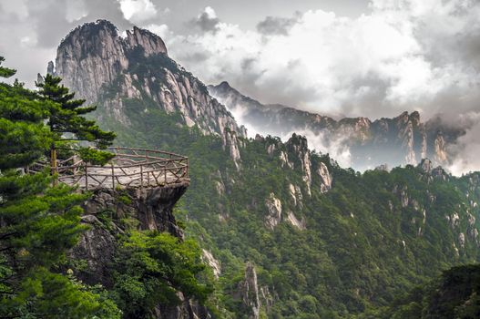 Atop in Yellow sacred mountains Huangshan in China