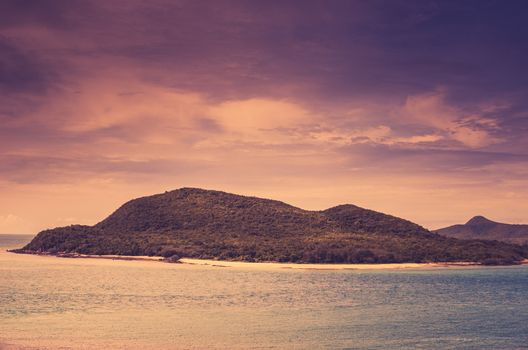 Green island and sea nature landscape in Thailand vintage