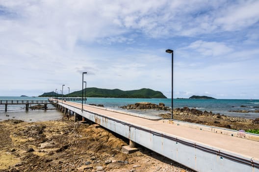 Green island road concrete and sea nature landscape in Thailand