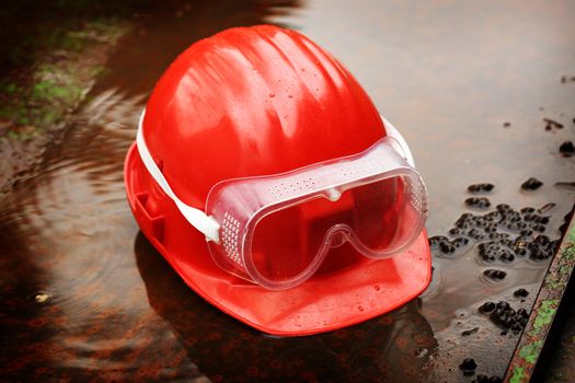 Safety gear  close up on work place