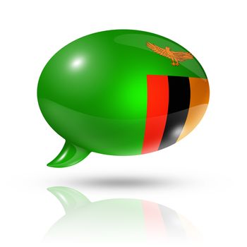 three dimensional Zambia flag in a speech bubble isolated on white with clipping path