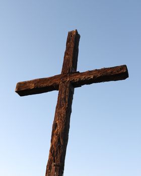 Closeup of the cross up on the hill in Ventura California.