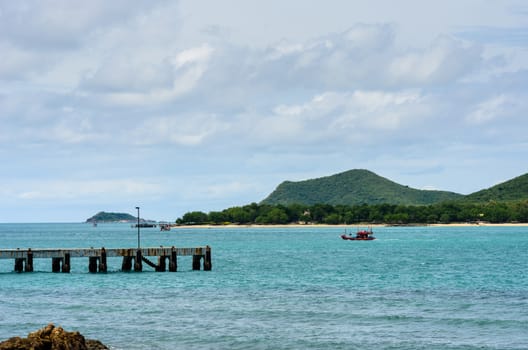 Green island road concrete and sea nature landscape in Thailand