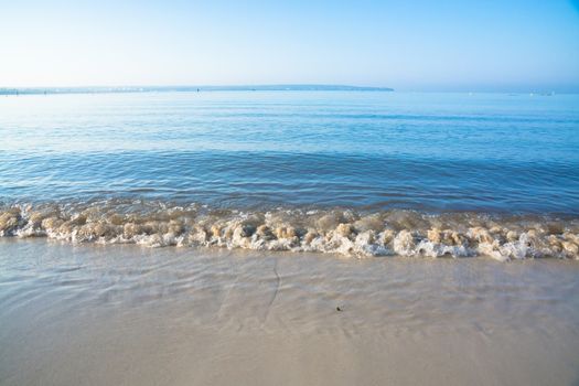 Morning waves closeup. Mallorca, Balearic islands, Spain in July.