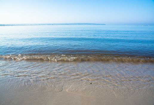 Morning waves closeup. Mallorca, Balearic islands, Spain in July.