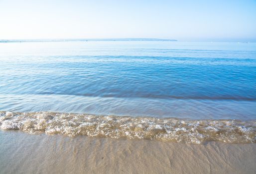 Morning waves closeup. Mallorca, Balearic islands, Spain in July.