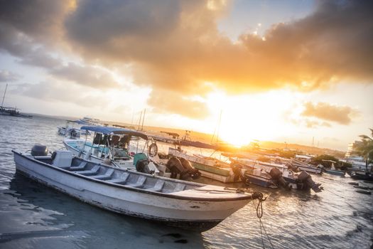 Amazing Scene (sorry I love this photo) of Many Boats on the Beach during the Sunset. - All logo Removed