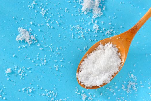 sea salt in swooden spoon