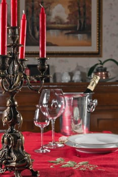 Table set for Christmas holiday