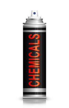 Illustration depicting an aerosol can with a chemicals concept.