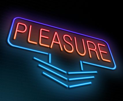 Illustration depicting an illuminated neon sign with a pleasure concept.