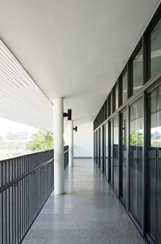 Empty corridor in the modern building.