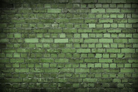Close up of a Green Worn Brickwall