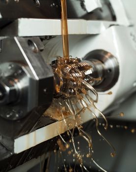 Close up of Orange Floating Fluid in a machine