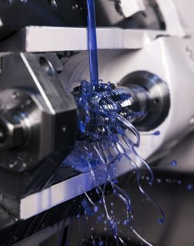 Close up of Blue Floating Fluid in a machine