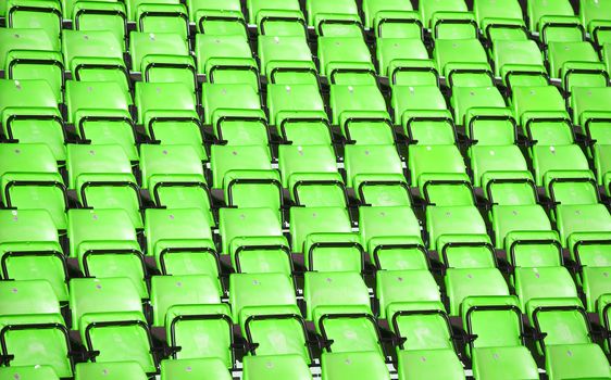Green Spectators seats at a stadium