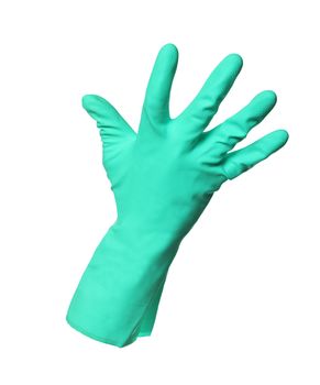 Green protection glove isolated on white background