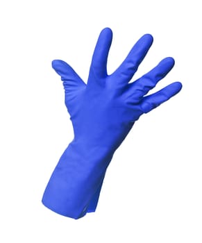 Blue protection glove isolated on white background