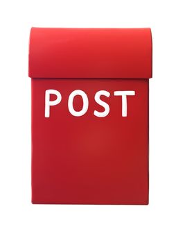 Red mailbox isolated on a white background