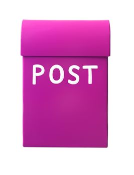 Pink mailbox isolated on a white background