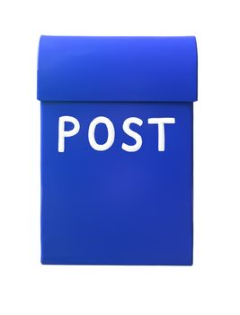 Blue mailbox isolated on a white background