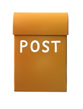 Orange mailbox isolated on a white background