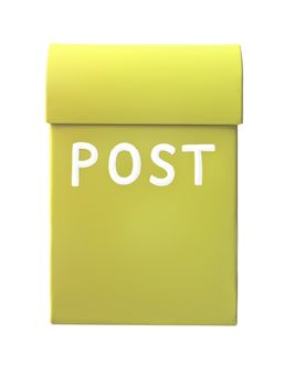 Yellow mailbox isolated on a white background