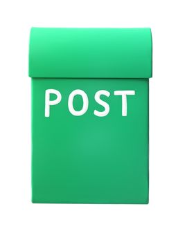 Green mailbox isolated on a white background