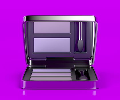 Eye shadow on shiny purple background