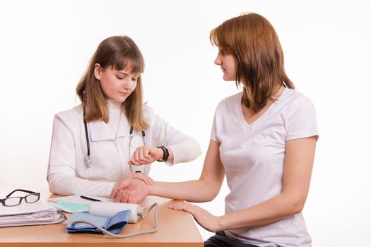 The girl on reception at the doctor-therapist