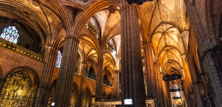 Touring a beautiful and old cathedral in Barcelona, in October.