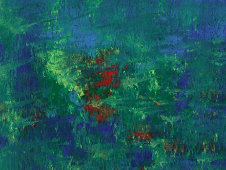 Impressionist canvas in blue and green