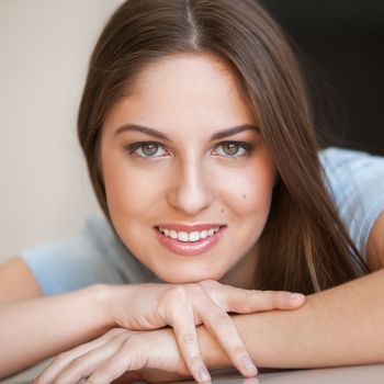 Portrait of young sensual caucasian woman