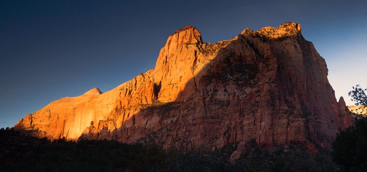 Sunrise on the Sentinel rock formation Utah USA