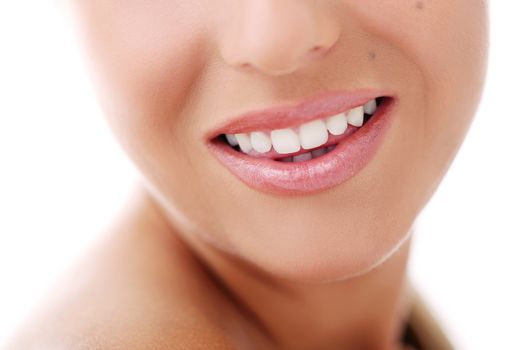 Closeup picture of a woman smiling