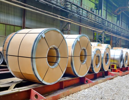 sheet rolls in warehouse shoot inside of plant

