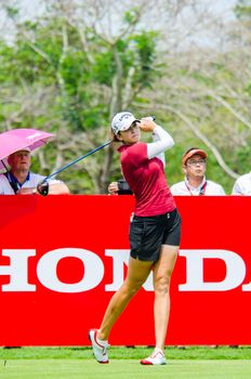 CHONBURI - FEBRUARY 28: Kim Kaufman of USA in Honda LPGA Thailand 2015 at Siam Country Club, Pattaya Old Course on February 28, 2015 in Chonburi, Thailand.