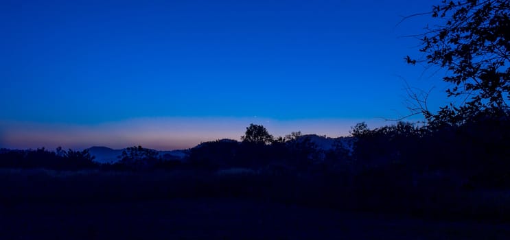 The Star and Moon Twillight Countryside Landscape.