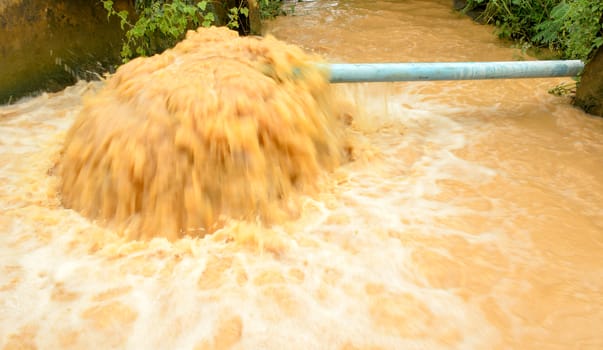 The Stream of Dirty Water from Pipeline.