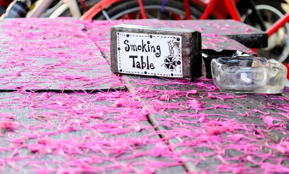 The Smoking Table Area and Ashtray.