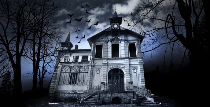 Haunted house with dark scary horror atmosphere